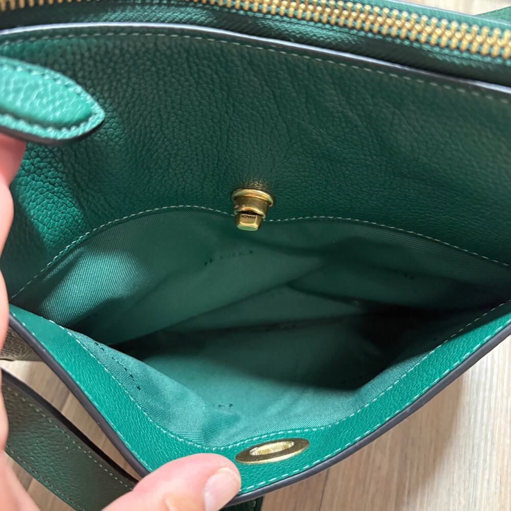 Coach Chaise Crossbody Bag Dark Pine Leather Detachable Strap Zip Back Pocket - Picture 8 of 12